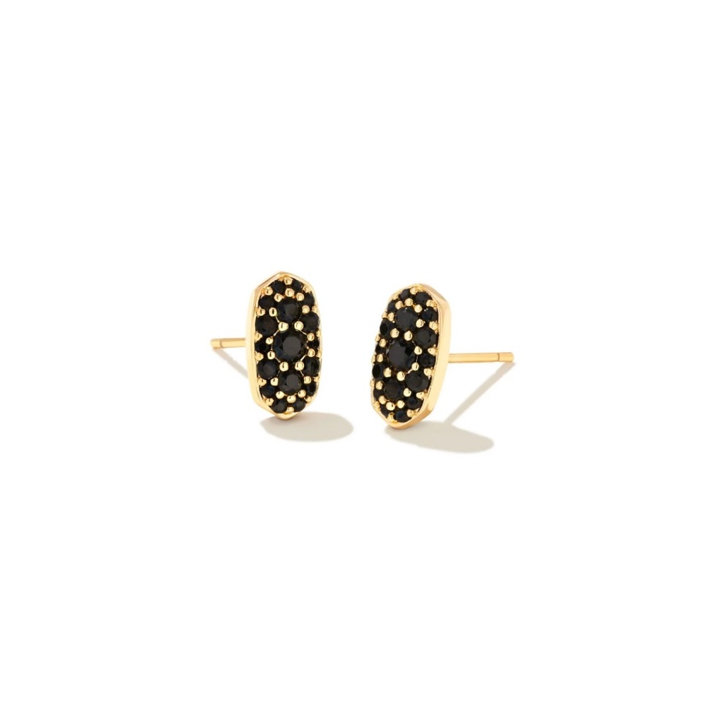 New Kendra  Scott Grayson Gold Crystal Stud Earrings in Black Spinel!